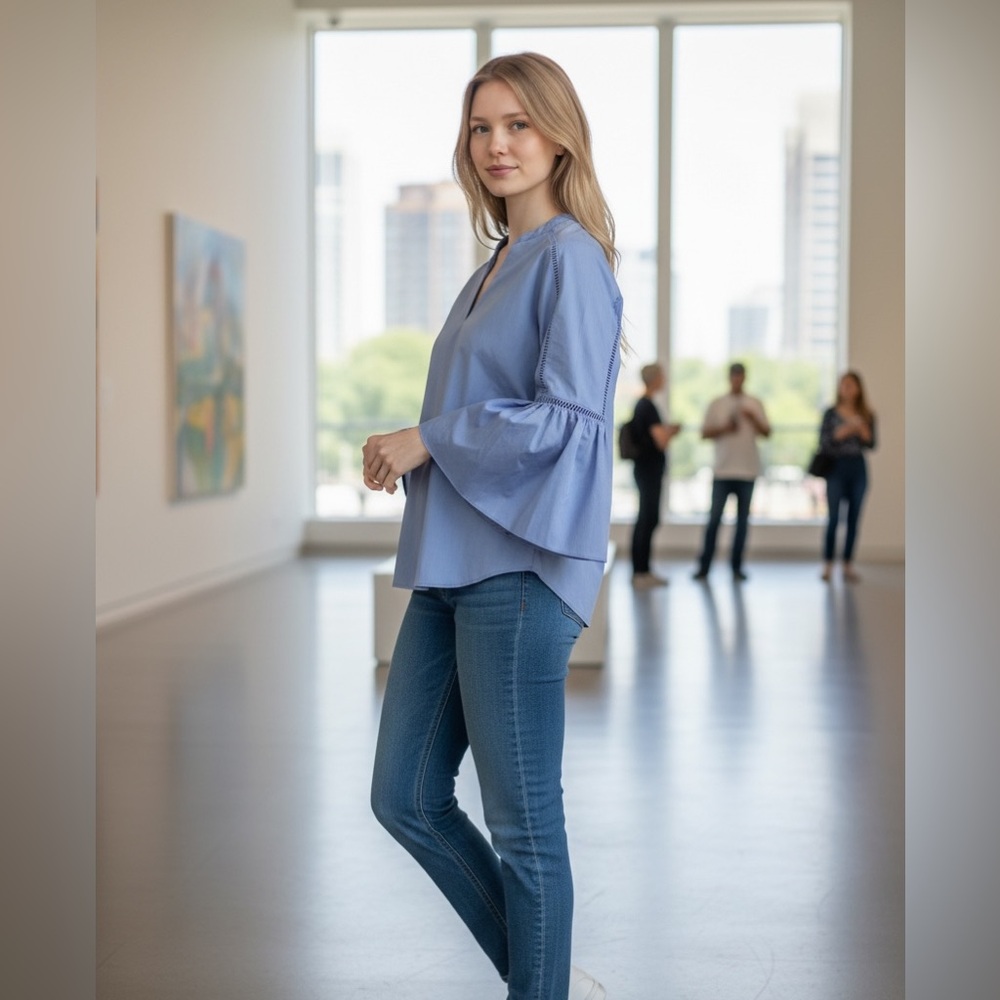 7th Ave Design Studio Bell Sleeves Top Size XS